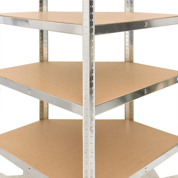 vidaXL Corner Heavy Duty Rack 5 Tiers Silver Steel & Engineered Wood