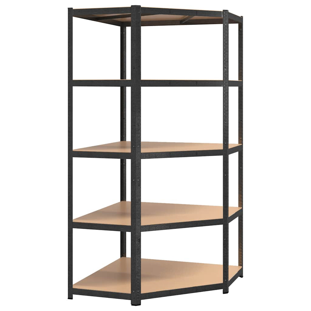 vidaXL Corner Heavy Duty Rack 5 Tiers Grey Steel & Engineered Wood
