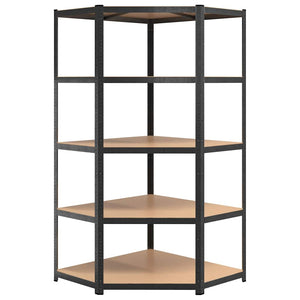 vidaXL Corner Heavy Duty Rack 5 Tiers Grey Steel & Engineered Wood