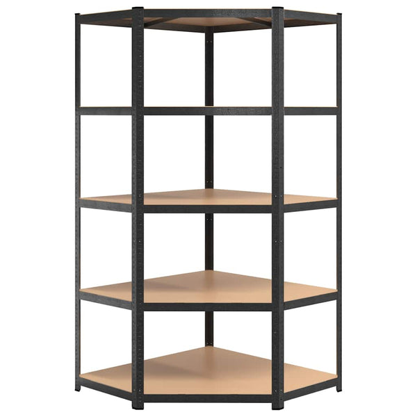 vidaXL Corner Heavy Duty Rack 5 Tiers Grey Steel & Engineered Wood