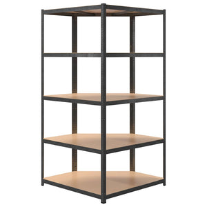 vidaXL Corner Heavy Duty Rack 5 Tiers Grey Steel & Engineered Wood