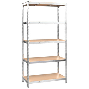 vidaXL 5-Tier Storage Rack Silver Steel & Engineered Wood