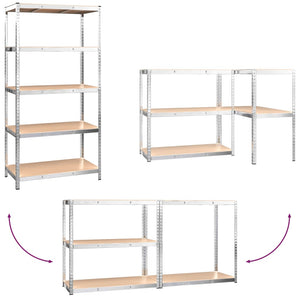 vidaXL 5-Tier Storage Rack Silver Steel & Engineered Wood