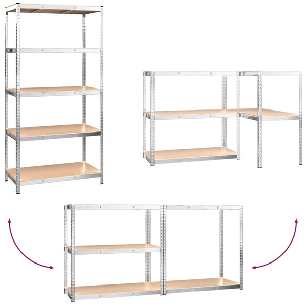 vidaXL 5-Tier Storage Rack Silver Steel & Engineered Wood