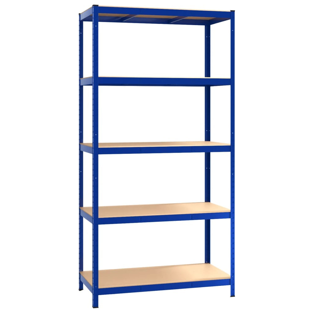 vidaXL 5-Tier Storage Rack Blue Steel & Engineered Wood
