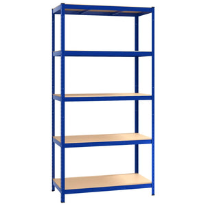 vidaXL 5-Tier Storage Rack Blue Steel & Engineered Wood