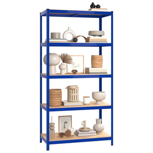 vidaXL 5-Tier Storage Rack Blue Steel & Engineered Wood