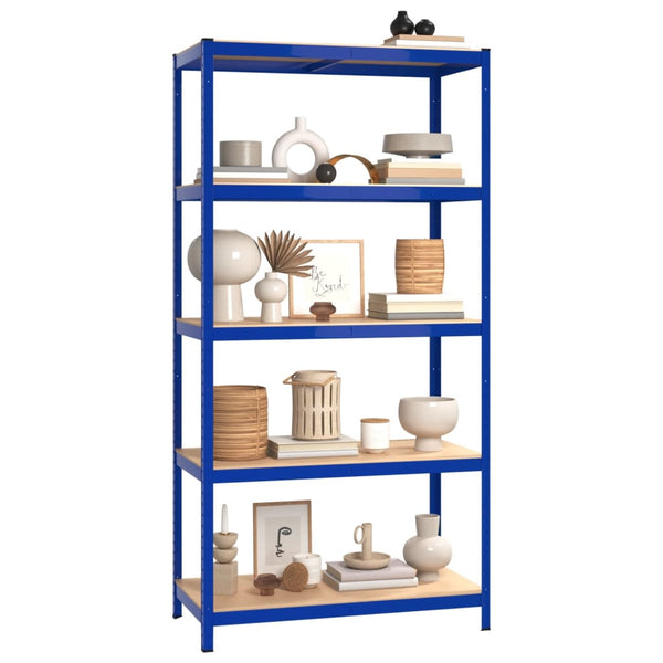 vidaXL 5-Tier Storage Rack Blue Steel & Engineered Wood