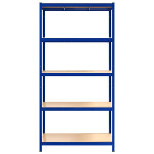 vidaXL 5-Tier Storage Rack Blue Steel & Engineered Wood