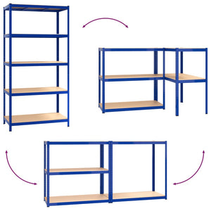vidaXL 5-Tier Storage Rack Blue Steel & Engineered Wood