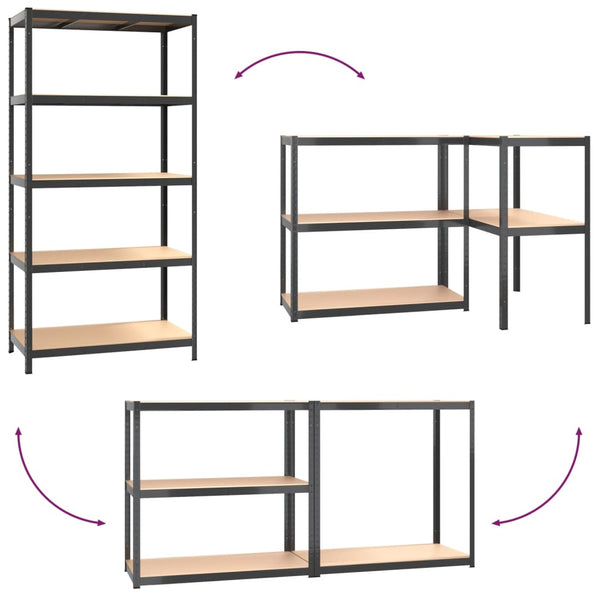 vidaXL 5-Shelf Storage Rack Anthracite Steel & Engineered Wood