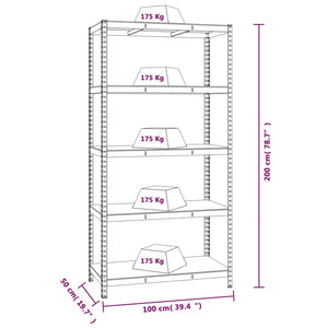 vidaXL 5-Shelf Storage Rack Anthracite Steel & Engineered Wood