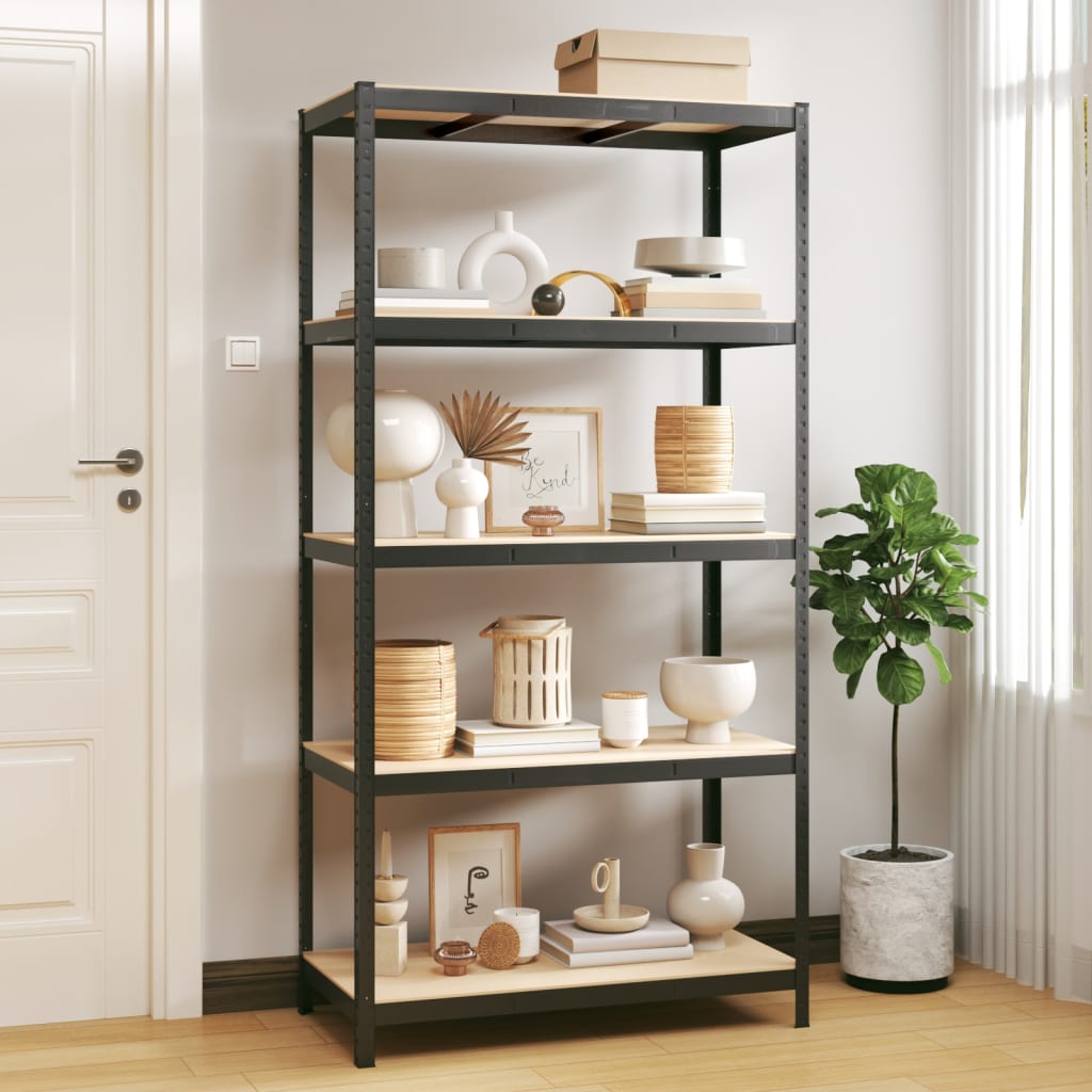 vidaXL 5-Shelf Storage Rack Anthracite Steel & Engineered Wood