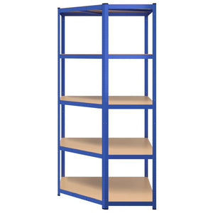 vidaXL Corner Shelving Unit with 5 Tiers Blue Steel & Engineered Wood