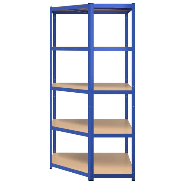 vidaXL Corner Shelving Unit with 5 Tiers Blue Steel & Engineered Wood