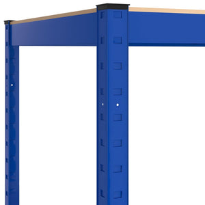 vidaXL Corner Shelving Unit with 5 Tiers Blue Steel & Engineered Wood