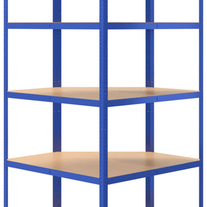vidaXL Corner Shelving Unit with 5 Tiers Blue Steel & Engineered Wood