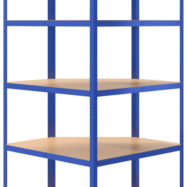 vidaXL Corner Shelving Unit with 5 Tiers Blue Steel & Engineered Wood
