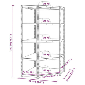 vidaXL Corner Shelving Unit with 5 Tiers Blue Steel & Engineered Wood