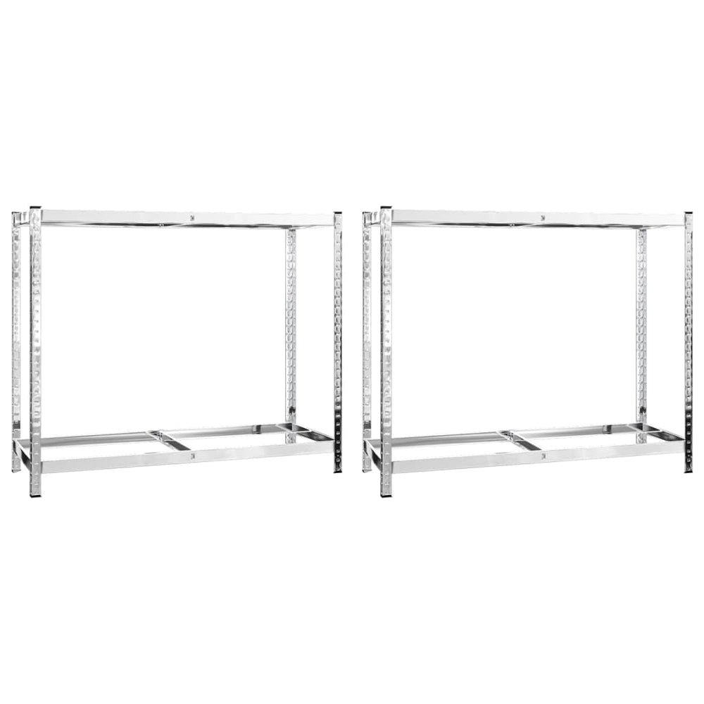 vidaXL Tire Racks with 2 Shelves 2 pcs. Silver 110x40x110 cm Steel