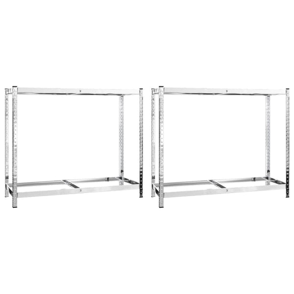 vidaXL Tire Racks with 2 Shelves 2 pcs. Silver 110x40x110 cm Steel