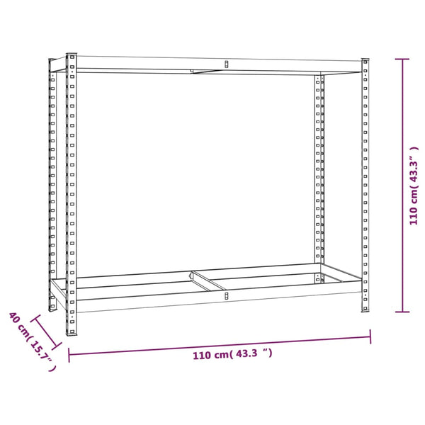 vidaXL Tire Racks with 2 Shelves 2 pcs. Silver 110x40x110 cm Steel