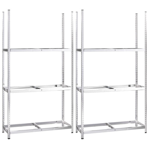 vidaXL Tyre Racks with 3 Shelves 2 pcs. Silver 110x40x200 cm Steel