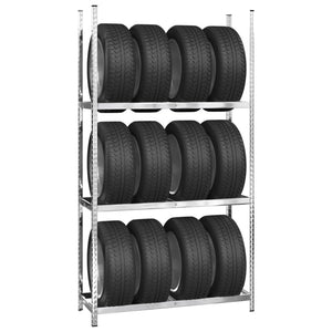 vidaXL Tyre Racks with 3 Shelves 2 pcs. Silver 110x40x200 cm Steel