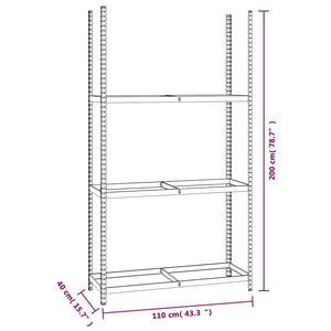 vidaXL Tyre Racks with 3 Shelves 2 pcs. Silver 110x40x200 cm Steel