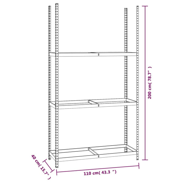 vidaXL Tyre Racks with 3 Shelves 2 pcs. Silver 110x40x200 cm Steel