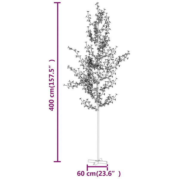vidaXL LED Cherry Blossom Tree Warm White 672 LEDs 400 cm