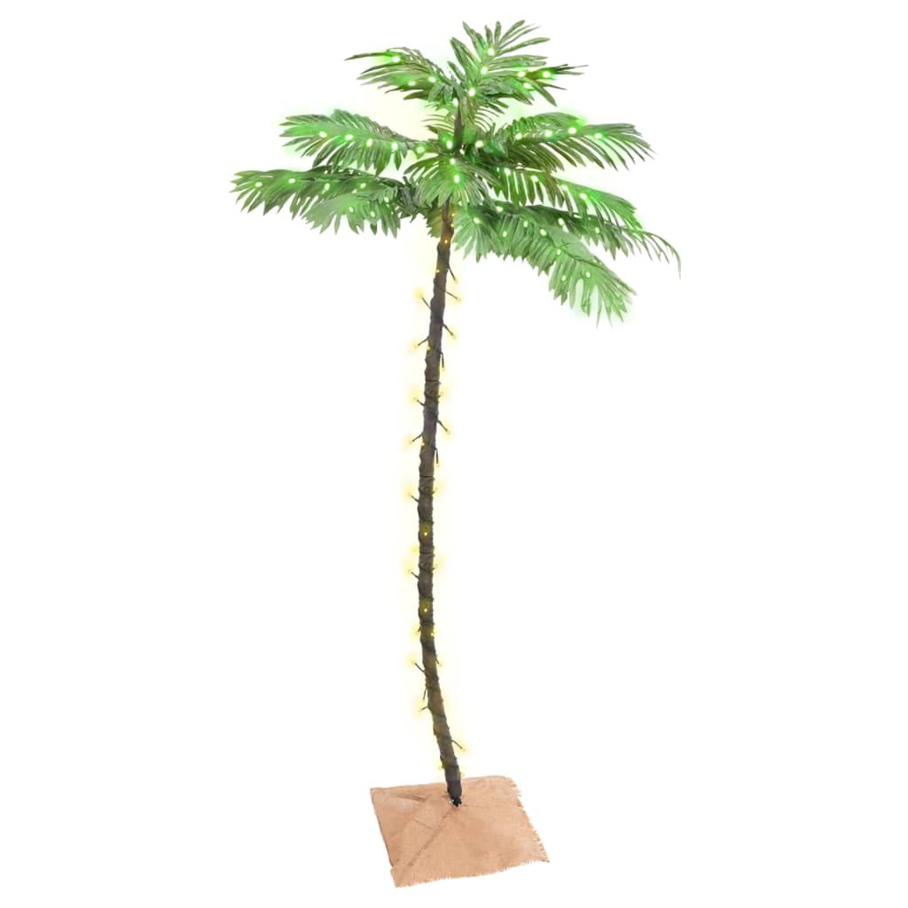 vidaXL Artificial Palm Tree with 96 Warm White LEDs 180 cm