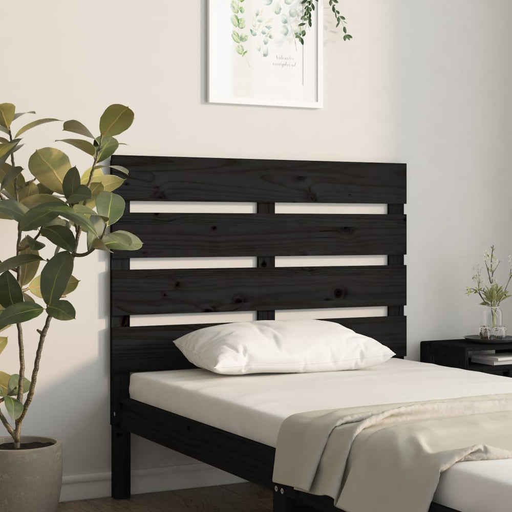 vidaXL Headboard Black 75x3x80 cm Solid Pine Wood