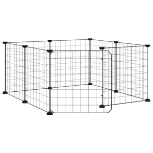 8-Panel-Haustierkäfig mit Tür Schwarz 35x35 cm Stahl
