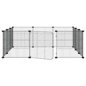 12-Panel-Haustierkäfig mit Tür Schwarz 35x35 cm Stahl