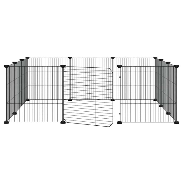 12-Panel-Haustierkäfig mit Tür Schwarz 35x35 cm Stahl