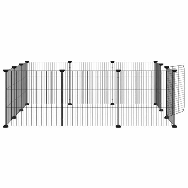 12-Panel-Haustierkäfig mit Tür Schwarz 35x35 cm Stahl
