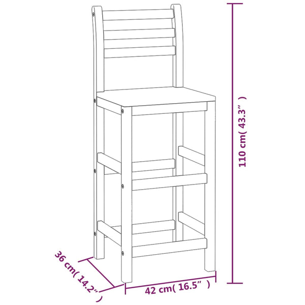 vidaXL Bar Stools 8 pcs Solid Acacia Wood