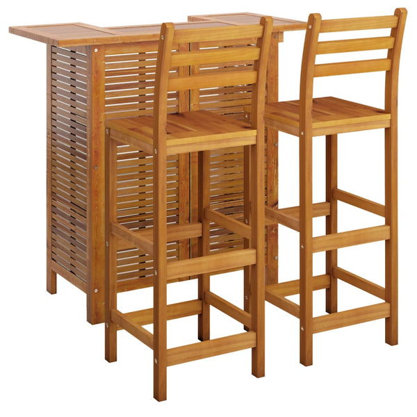 vidaXL 3-Piece Garden Bar Set Solid Acacia Wood