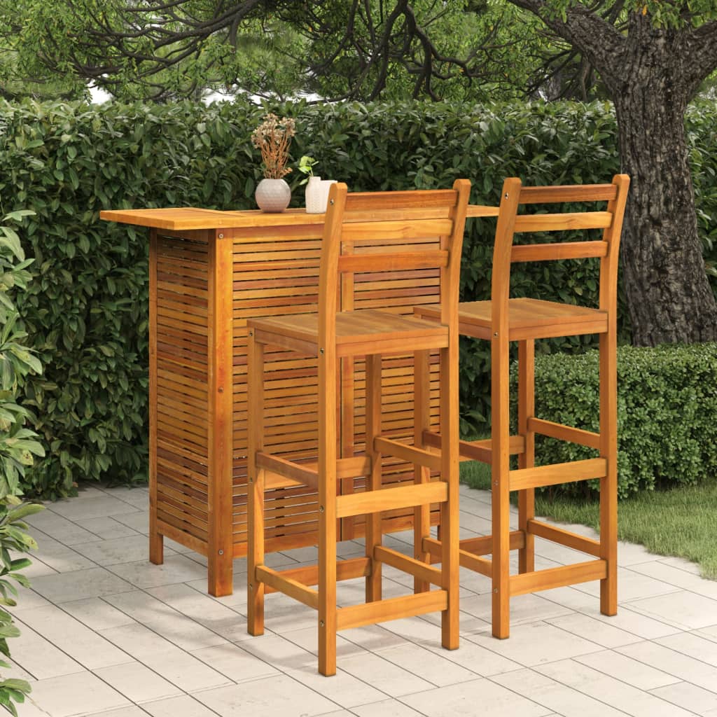 vidaXL 3-Piece Garden Bar Set Solid Acacia Wood