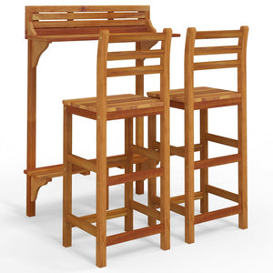vidaXL 3-Piece Balcony Bar Set Solid Acacia Wood