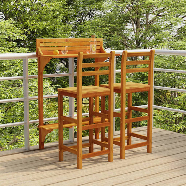 vidaXL 3-Piece Balcony Bar Set Solid Acacia Wood