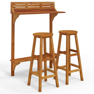 vidaXL 3-piece Balcony Bar Set Solid Acacia Wood