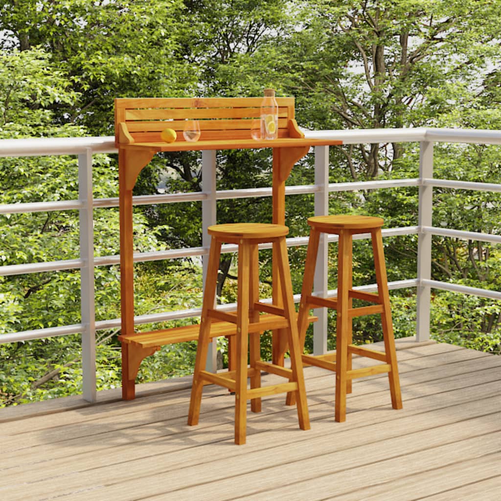 vidaXL 3-piece Balcony Bar Set Solid Acacia Wood