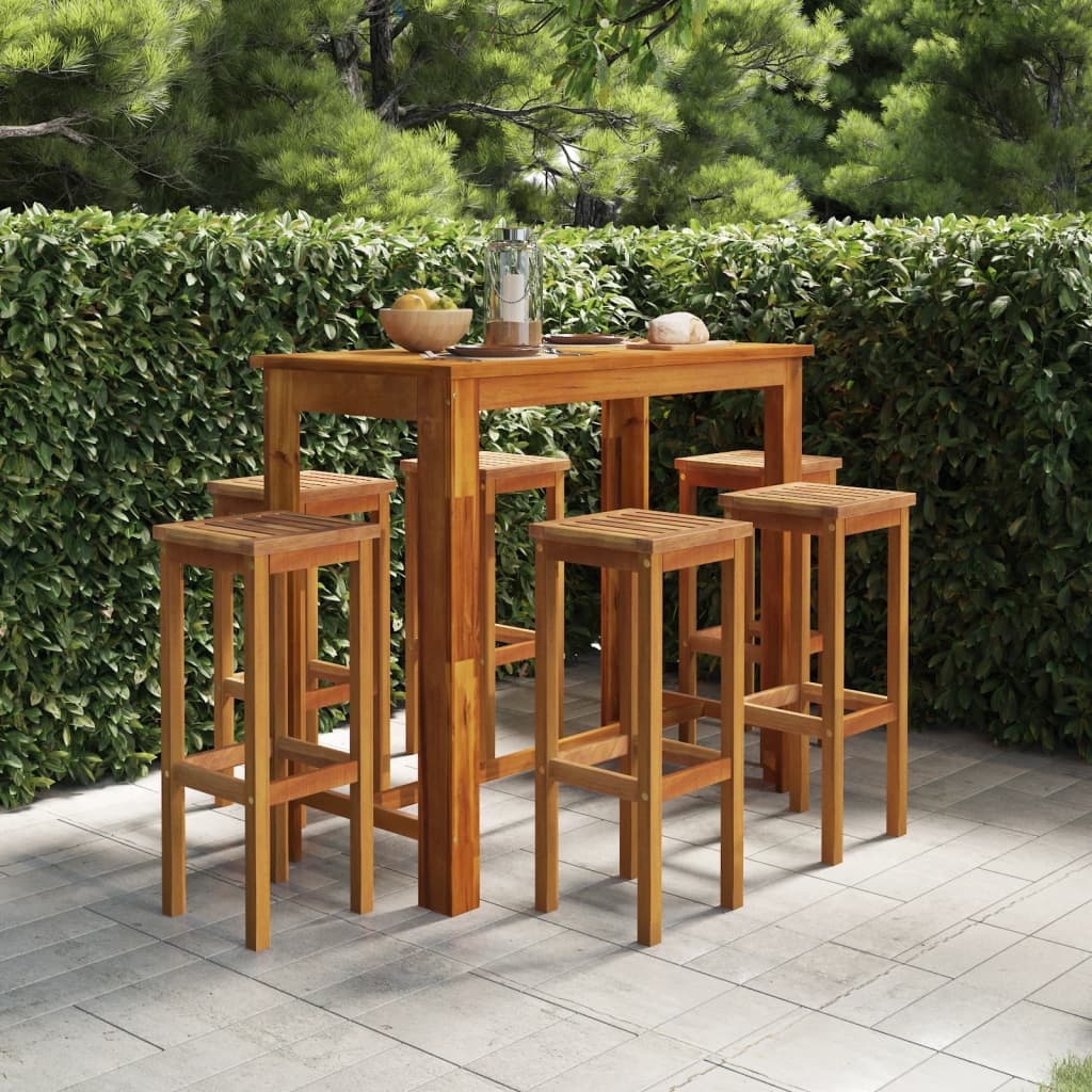 vidaXL 7-Piece Garden Bar Set Solid Acacia Wood