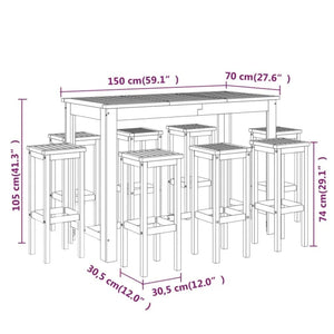 vidaXL 9-piece Outdoor Bar Set Solid Acacia Wood