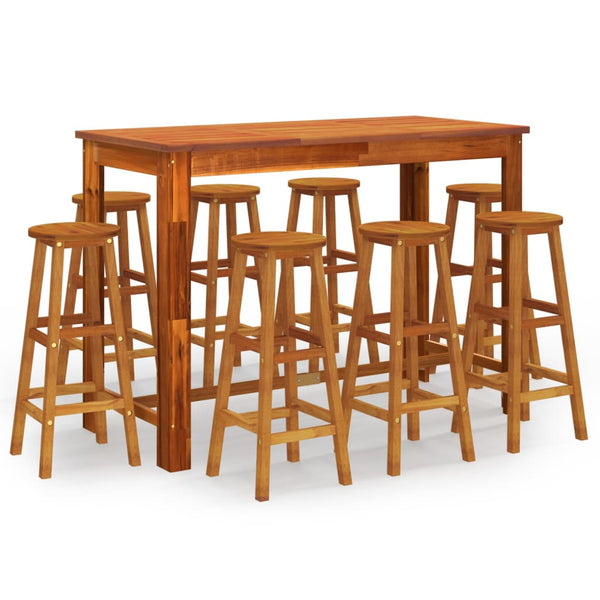 vidaXL 9-piece Outdoor Bar Set Solid Acacia Wood
