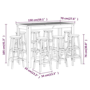 vidaXL 9-piece Outdoor Bar Set Solid Acacia Wood
