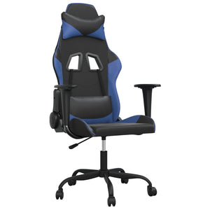 vidaXL Gaming Chair with Massage Function Black and Blue Faux Leather