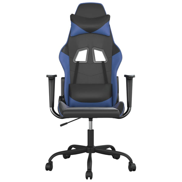 vidaXL Gaming Chair with Massage Function Black and Blue Faux Leather